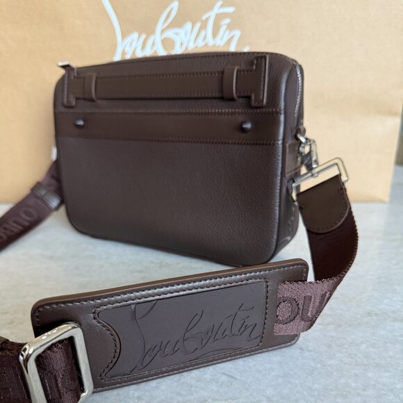 Christian Louboutin 3225098 Ruisbuddy Zipped Leather Crossbody Bag Cosme Brown - Picture 6 of 15